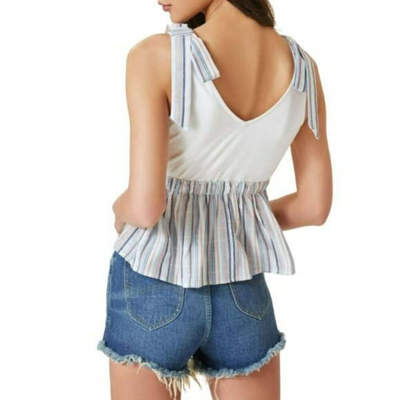 NWT Anthropologie Women's Dolan V-Neck Peplum hem Bow Tie Tank Top - Picture 3 of 7